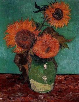 Vincent Van Gogh : Three Sunflowers in a Vase